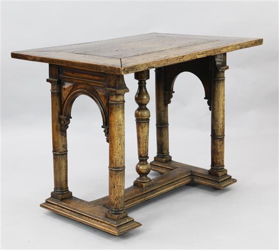 A 17th century style Spanish walnut centre table, W.3ft 2in. D.2ft 3in. H.2ft 6in.